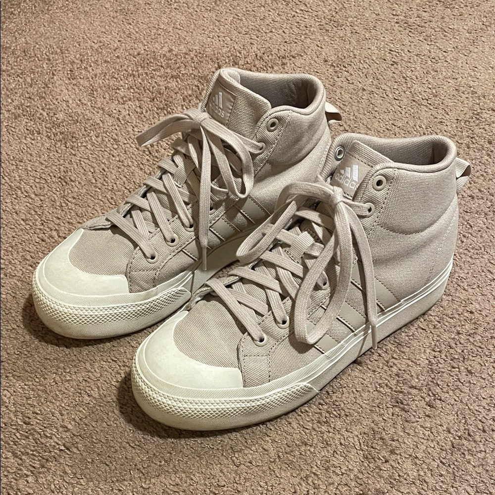 Adidas Canvas High-Tops in Beige